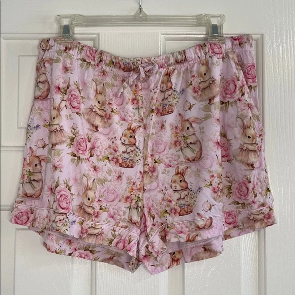 Bums & Roses NATURAL BAMBOO Collar Shirt & Shorts Set hunny bunny pajamas large - Picture 8 of 13